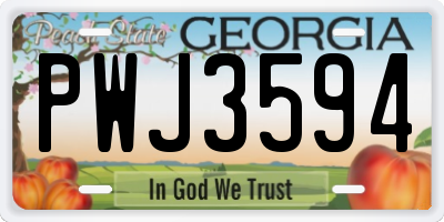 GA license plate PWJ3594