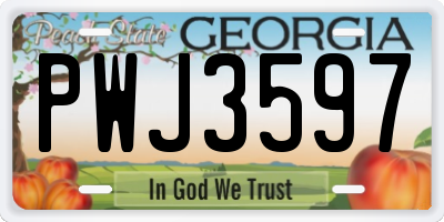 GA license plate PWJ3597