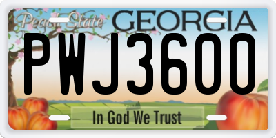 GA license plate PWJ3600