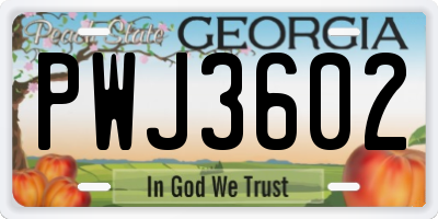 GA license plate PWJ3602