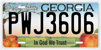 GA license plate PWJ3606