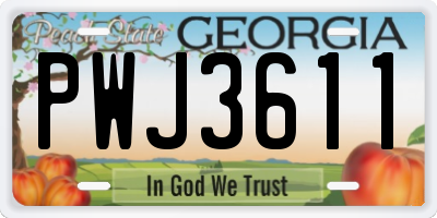 GA license plate PWJ3611