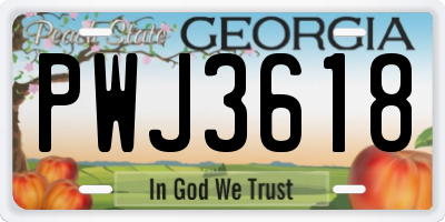 GA license plate PWJ3618