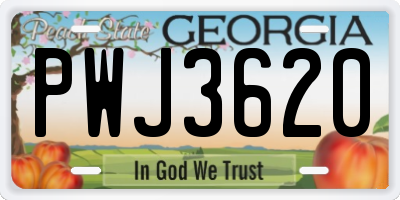 GA license plate PWJ3620