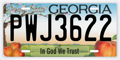 GA license plate PWJ3622