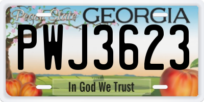 GA license plate PWJ3623