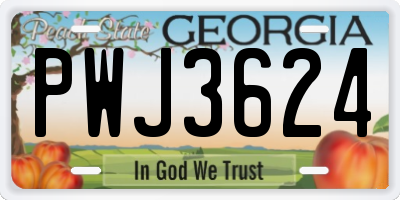 GA license plate PWJ3624