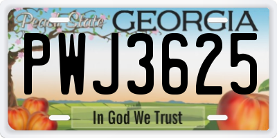 GA license plate PWJ3625