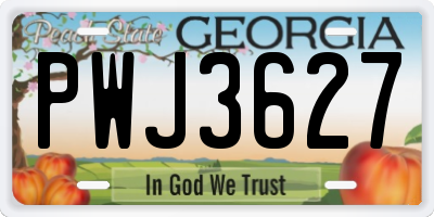GA license plate PWJ3627