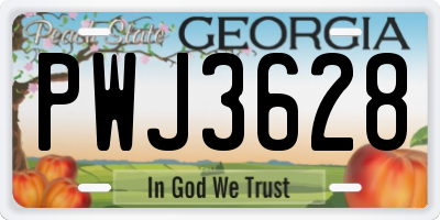 GA license plate PWJ3628