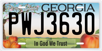GA license plate PWJ3630