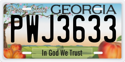 GA license plate PWJ3633