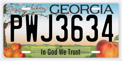 GA license plate PWJ3634
