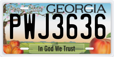 GA license plate PWJ3636