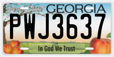 GA license plate PWJ3637