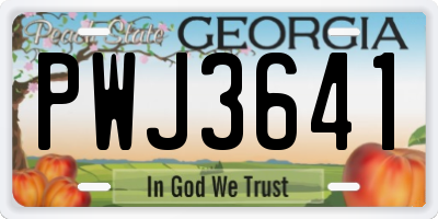 GA license plate PWJ3641