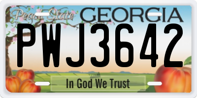 GA license plate PWJ3642
