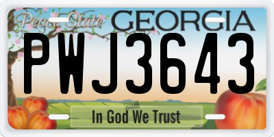 GA license plate PWJ3643
