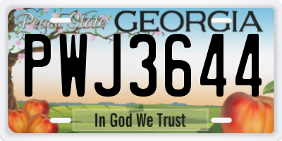 GA license plate PWJ3644