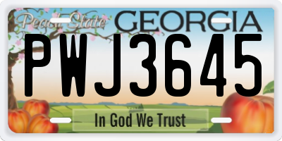 GA license plate PWJ3645