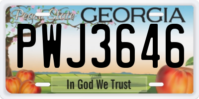 GA license plate PWJ3646