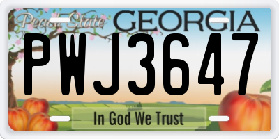 GA license plate PWJ3647