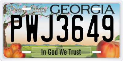 GA license plate PWJ3649