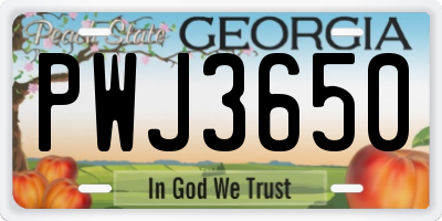 GA license plate PWJ3650