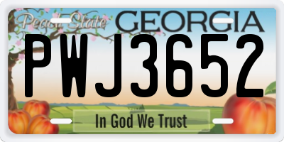 GA license plate PWJ3652