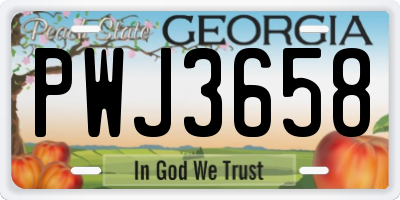 GA license plate PWJ3658