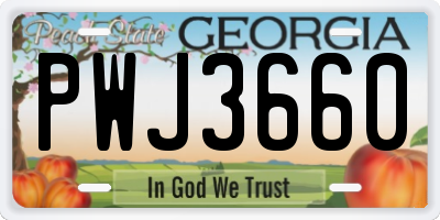 GA license plate PWJ3660