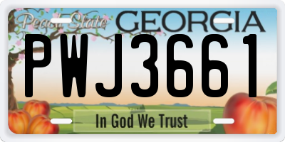 GA license plate PWJ3661