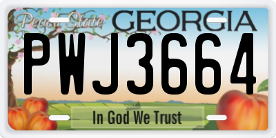 GA license plate PWJ3664