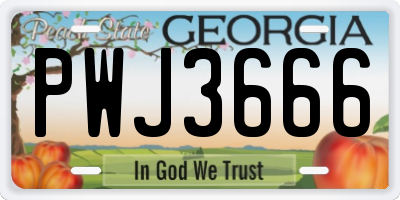 GA license plate PWJ3666
