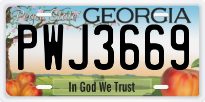 GA license plate PWJ3669