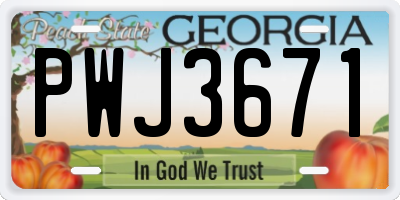 GA license plate PWJ3671