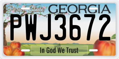 GA license plate PWJ3672