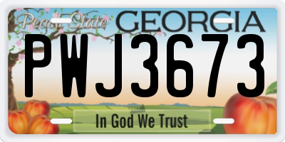GA license plate PWJ3673