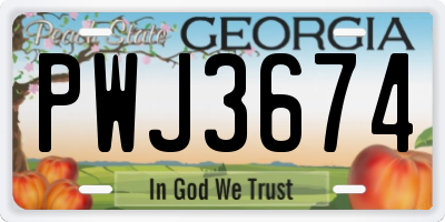 GA license plate PWJ3674