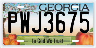 GA license plate PWJ3675