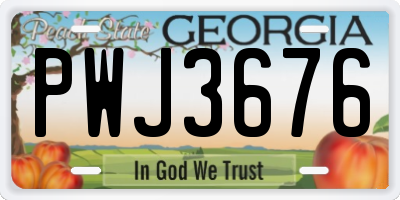 GA license plate PWJ3676