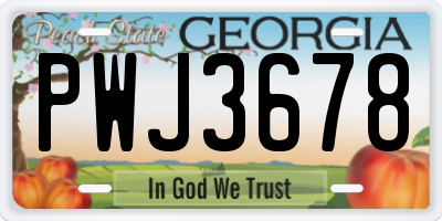 GA license plate PWJ3678