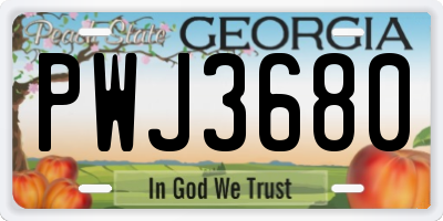 GA license plate PWJ3680