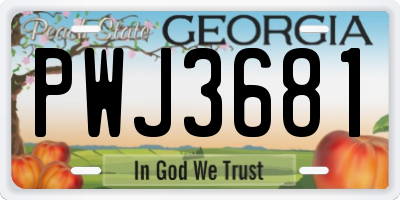 GA license plate PWJ3681