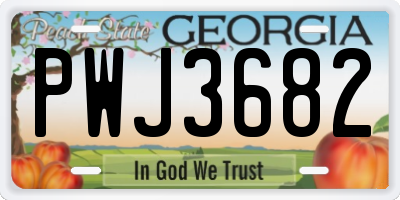 GA license plate PWJ3682