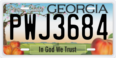 GA license plate PWJ3684