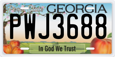 GA license plate PWJ3688