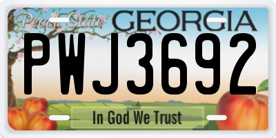 GA license plate PWJ3692