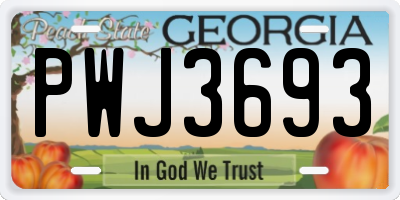 GA license plate PWJ3693