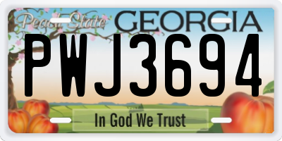 GA license plate PWJ3694